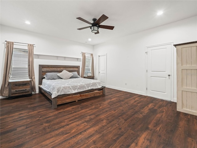7714 Chase Rd, Lakeland, FL 33810 - bedroom featuring wood finished floors, recessed lighting, baseboards, and a ceiling fan