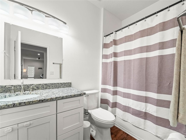 7714 Chase Rd, Lakeland, FL 33810 - full bathroom featuring wood finished floors, vanity, and toilet