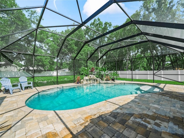 7714 Chase Rd, Lakeland, FL 33810 - view of pool with a fenced backyard, a patio, and glass enclosure