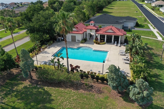 209 Pine Lilly Ct, Lake Alfred, FL 33850 - view of pool featuring a patio area and a lawn