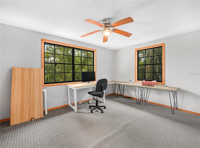 2530 Arbuckle Shores Rd, Frostproof, FL 33843 - office space featuring carpet floors, a ceiling fan, and baseboards