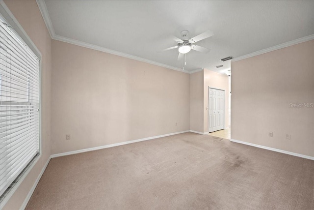 4254 Berwick Dr, Lake Wales, FL 33859 - carpeted spare room with ceiling fan, crown molding, and healthy amount of natural light