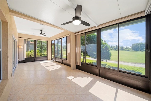 4254 Berwick Dr, Lake Wales, FL 33859 - unfurnished sunroom featuring ceiling fan and tile patterned flooring