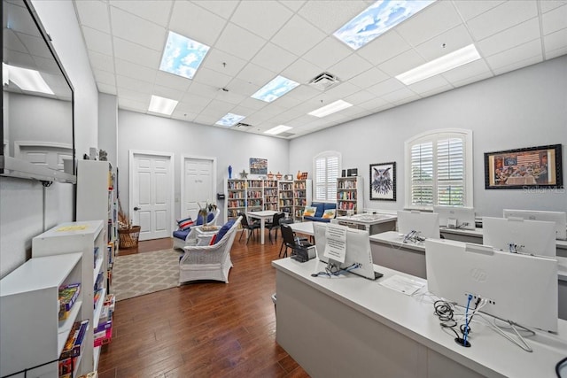 4254 Berwick Dr, Lake Wales, FL 33859 - home office featuring dark wood-style floors and a paneled ceiling