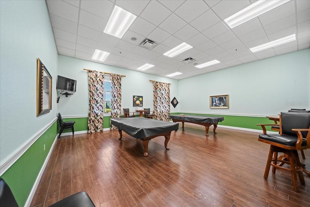 4254 Berwick Dr, Lake Wales, FL 33859 - rec room with wood finished floors, pool table, and a drop ceiling