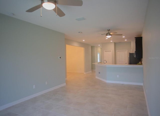 3023 Caneel, Winter Haven, FL 33884 - unfurnished room featuring ceiling fan, baseboards, recessed lighting, and light tile patterned flooring