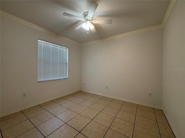 4469 Turnberry Ln, Lake Wales, FL 33859 - spare room featuring crown molding, light tile patterned floors, and ceiling fan