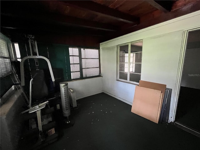 1805 S Lake Reedy Blvd, Frostproof, FL 33843 - unfurnished sunroom featuring beam ceiling