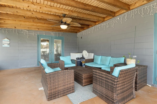 704 Butternut Pl, Lakeland, FL 33813 - view of patio with french doors, a ceiling fan, and an outdoor hangout area
