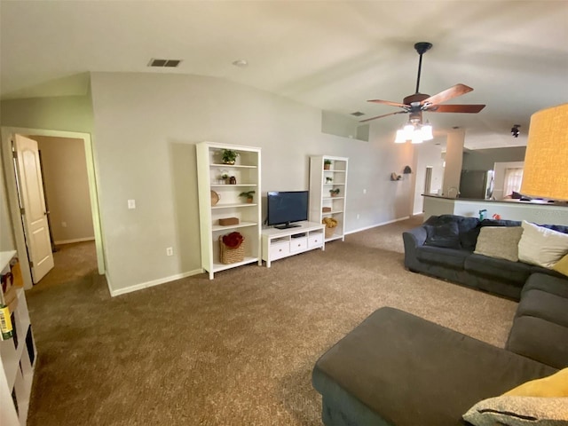 1790 Turtle Rock Dr, Lakeland, FL 33803 - living area with carpet, lofted ceiling, and ceiling fan