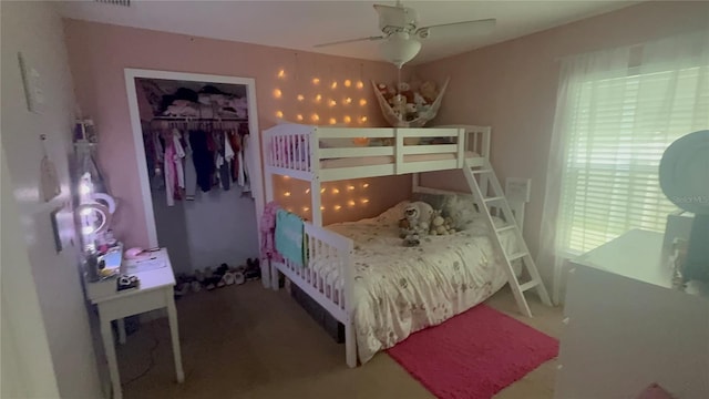 13443 Graham Yarden Dr, Riverview, FL 33579 - carpeted bedroom featuring a closet and ceiling fan