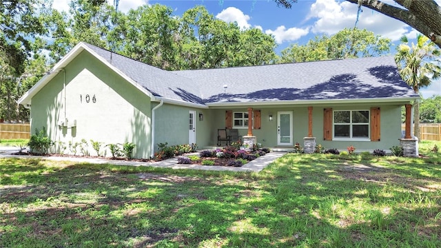 106 Corbett Rd, Lithia, FL 33547 - ranch-style house featuring stucco siding and roof with shingles