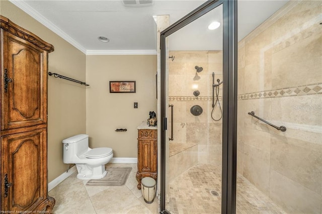 479 State Road 64 E, Zolfo Springs, FL 33890 - full bath with crown molding, a stall shower, tile patterned floors, and recessed lighting