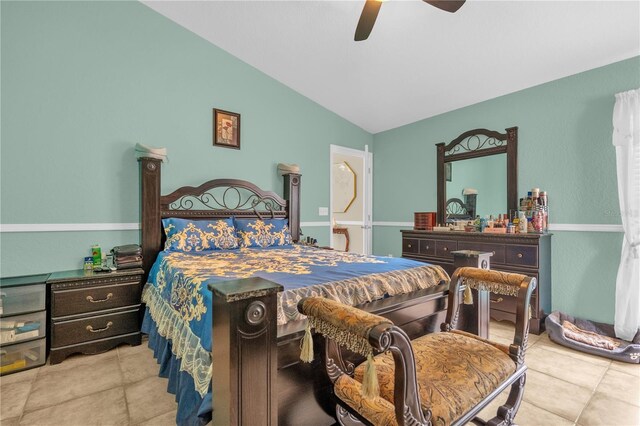 1366 Merrimack Pl, Davenport, FL 33837 - tiled bedroom featuring vaulted ceiling and ceiling fan
