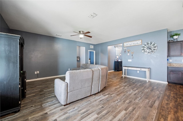 4662 Osprey Way, Winter Haven, FL 33881 - living room featuring ceiling fan and wood finished floors