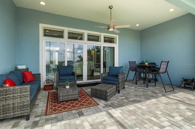 545 Pond Cypress Ct, Auburndale, FL 33823 - view of patio / terrace with ceiling fan, outdoor lounge area, and french doors
