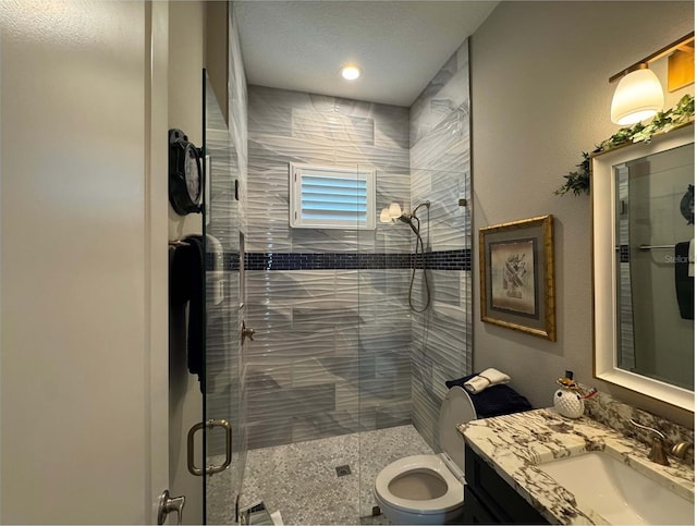 25863 Crossings Bluff Ln, Sorrento, FL 32776 - bathroom featuring vanity, a stall shower, and recessed lighting