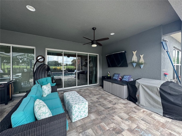 25863 Crossings Bluff Ln, Sorrento, FL 32776 - view of patio featuring outdoor lounge area and ceiling fan