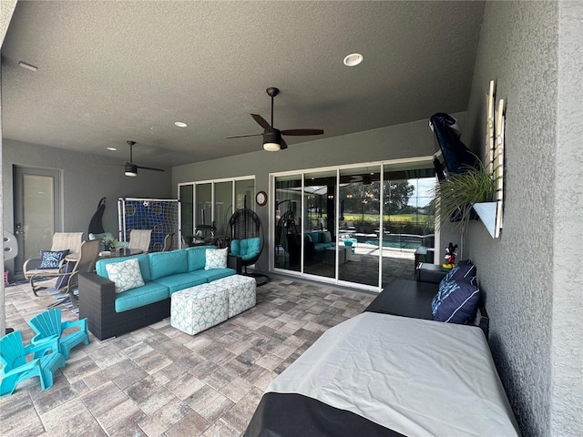 25863 Crossings Bluff Ln, Sorrento, FL 32776 - view of patio with an outdoor hangout area and ceiling fan