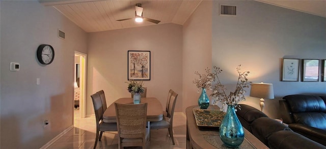 7201 Country Club Dr Unit G21, Lake Wales, FL 33898 - dining space featuring ceiling fan and lofted ceiling
