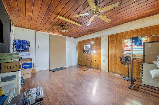 400 E Pomelo St, Lake Alfred, FL 33850 - interior space featuring wooden ceiling, wood walls, wood finished floors, and ceiling fan