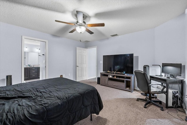 910 Blue Tide Ln, Lakeland, FL 33809 - bedroom featuring carpet, an office area, ensuite bathroom, and a ceiling fan