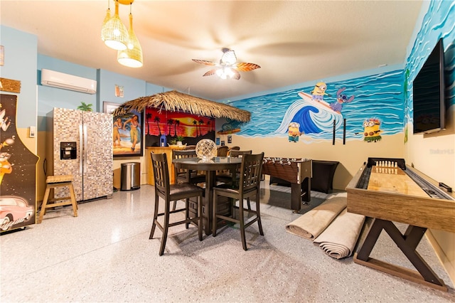 2090 Lelani Cir, Davenport, FL 33897 - dining room with a wall mounted AC, speckled floor, and ceiling fan
