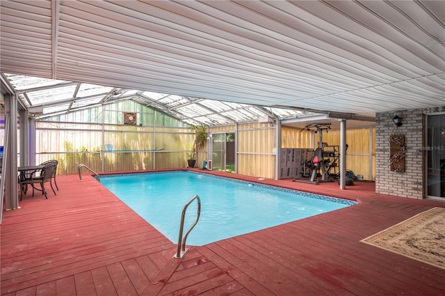 305 Hernando Rd, Winter Haven, FL 33884 - indoor pool with a wooden deck and glass enclosure