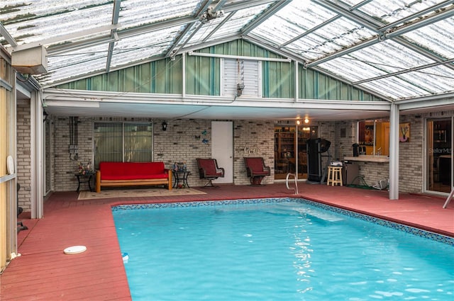 305 Hernando Rd, Winter Haven, FL 33884 - indoor pool featuring a wooden deck and a patio