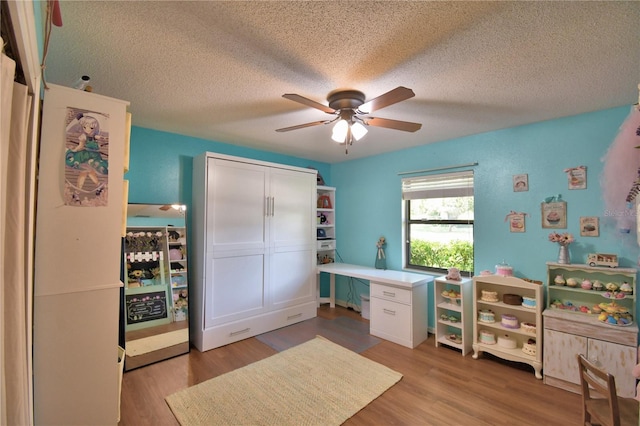 2814 Grapefruit Dr, Auburndale, FL 33823 - office space featuring a textured ceiling, ceiling fan, and light wood-style floors