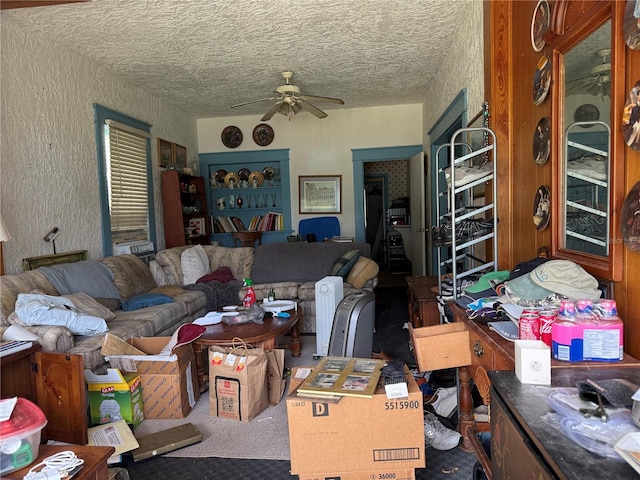 724 Ave D SW, Winter Haven, FL 33880 - living room with ceiling fan and a textured ceiling