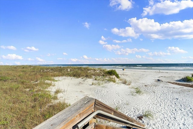 view of water feature featuring a beach view