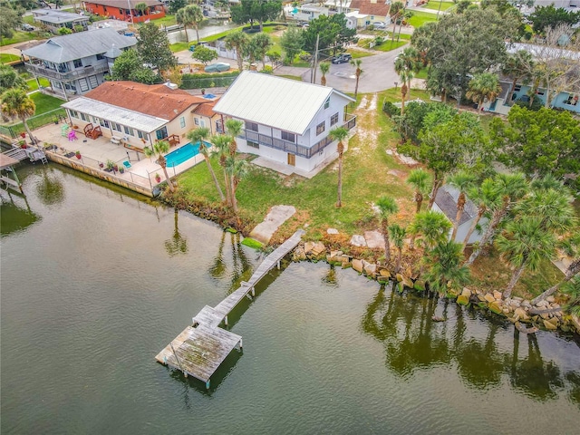 bird's eye view featuring a water view