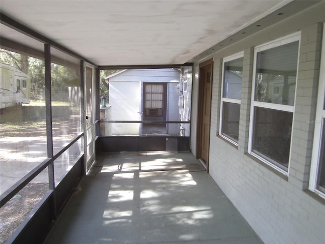 view of unfurnished sunroom