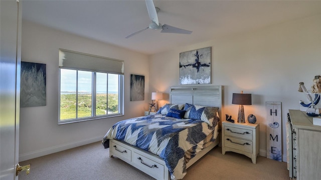 263 Minorca Beach Way Unit 803, New Smyrna Beach, FL 32169 - bedroom with light carpet and ceiling fan