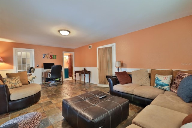 view of tiled living room