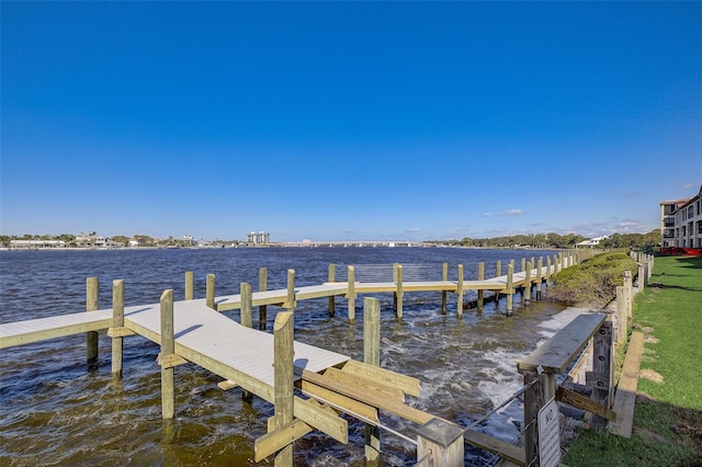 view of dock featuring a water view