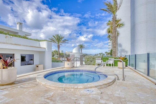 view of pool featuring a patio