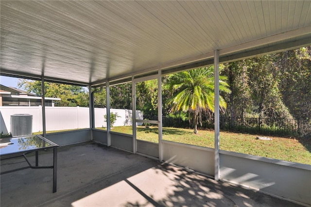 view of unfurnished sunroom