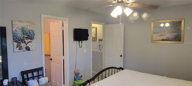 bedroom featuring ceiling fan