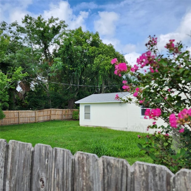 view of yard featuring a fenced backyard