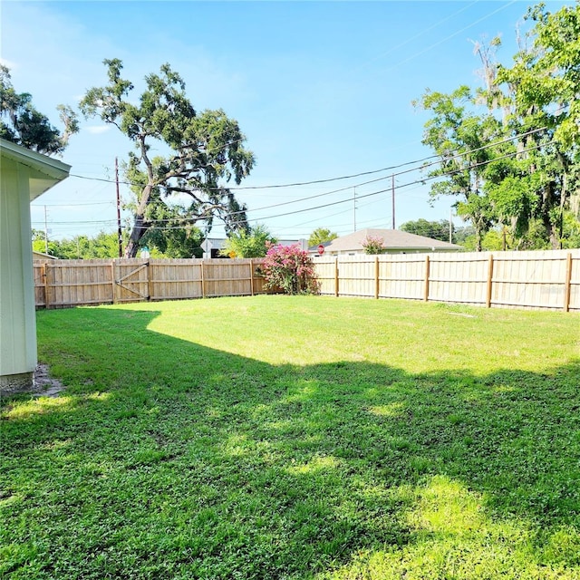 view of yard featuring a fenced backyard