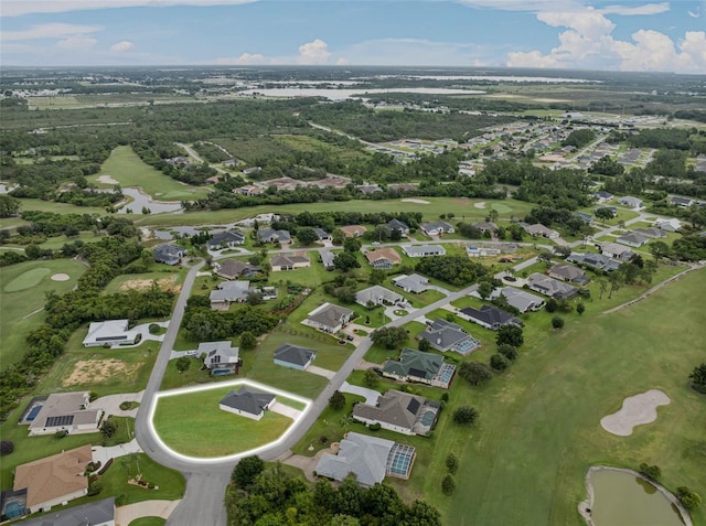 birds eye view of property featuring a residential view and golf course view