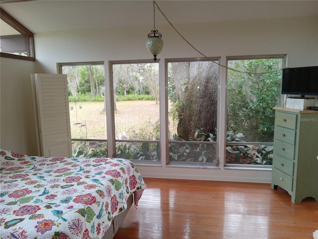 bedroom with light wood-type flooring