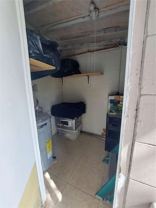 storage room featuring electric water heater