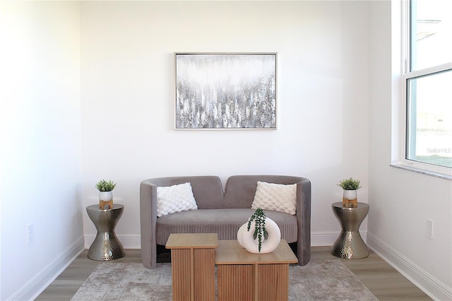 sitting room featuring light hardwood / wood-style flooring