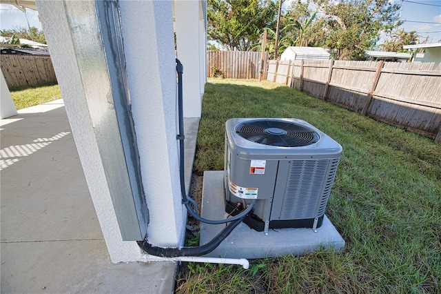 details with concrete flooring and cooling unit