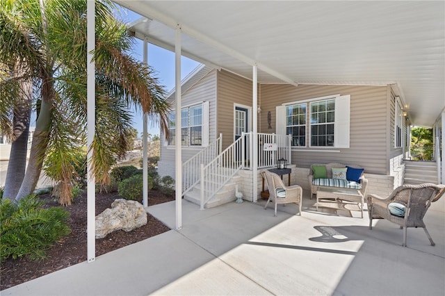 view of patio featuring an outdoor living space