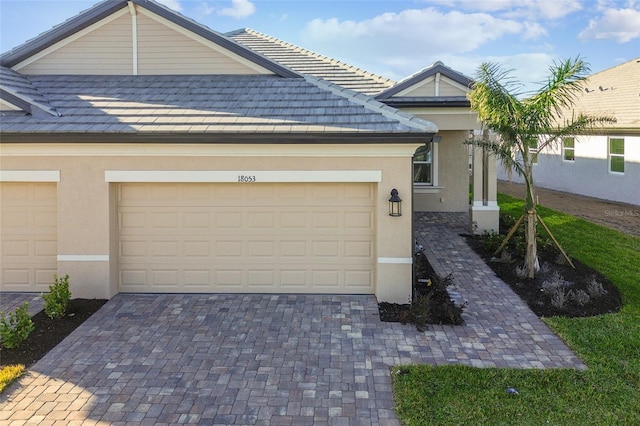 view of front of house with a garage