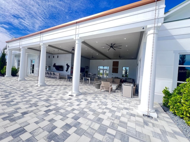 view of patio / terrace with outdoor lounge area and ceiling fan